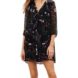 ba&sh Elegant Black Dress with Floral Accents